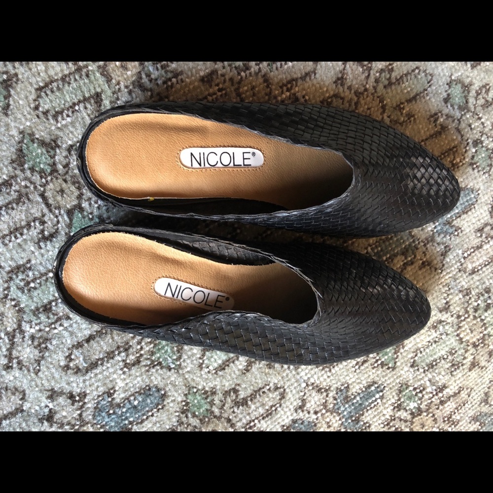 Like New Vintage Woven Leather Mules
